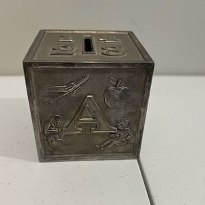 Vintage Brushed Pewter Piggy Bank
